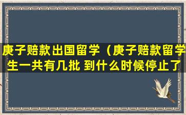 庚子赔款出国留学（庚子赔款留学生一共有几批 到什么时候停止了）